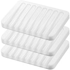 3PCS Self Draining Soap Holder, Premium Silicone Soap Dish, Soap Saver for