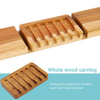 2PCS Self Draining Soap Dishes by HTB, Teak Wood Soap Holder, Soap Saver for