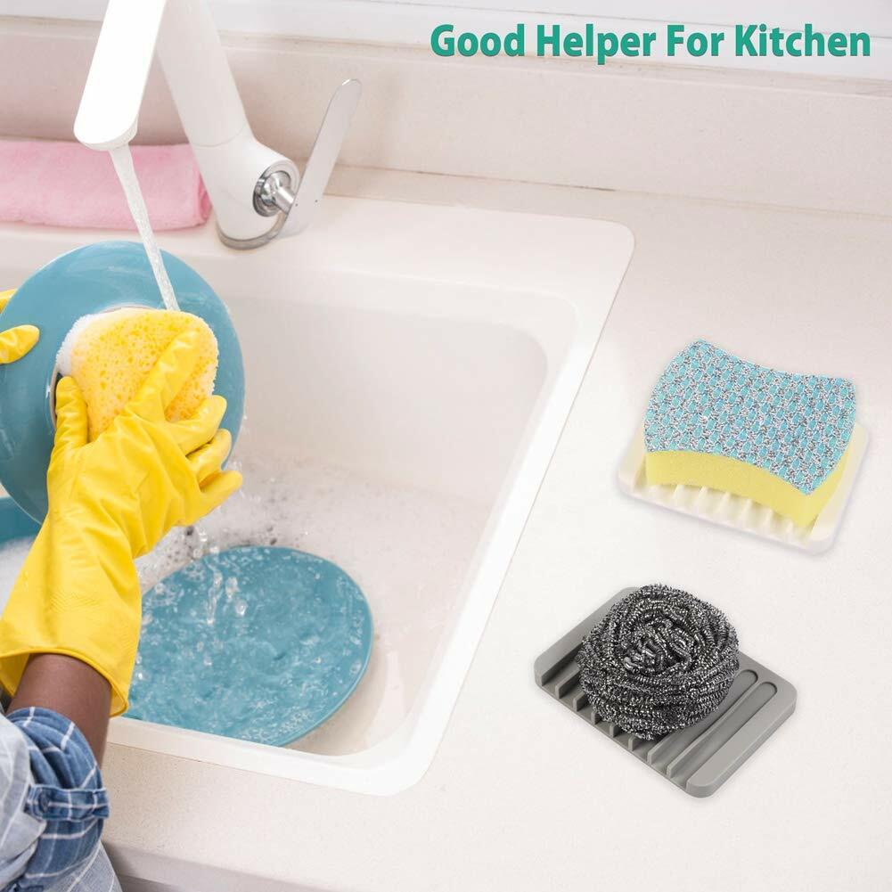 3PCS Self Draining Soap Holder, Premium Silicone Soap Dish, Soap Saver for