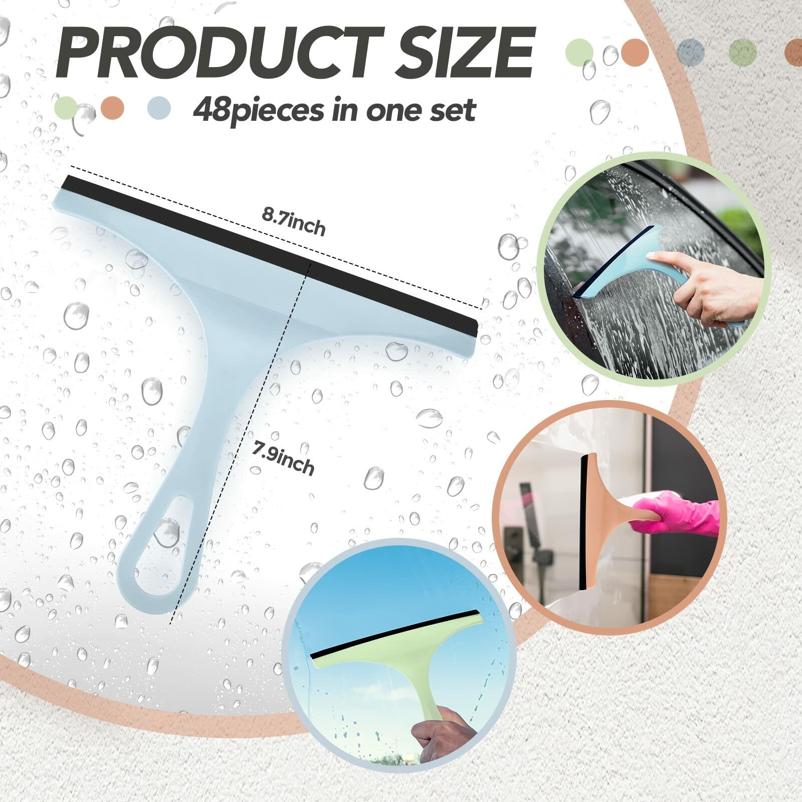 Didaey 48 Pcs Squeegee for Shower Glass Door, 8.7 Inch Silicone Shower Squeegee