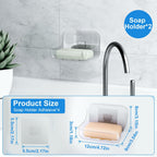 FEPTUASE Acrylic Soap Dish, 2 Pcs Clear Self Draining Soap Holder, No Drilling,