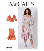 McCall's M7984AX5 Women's Matching V-Neck Crop Top and Pleated Skirt Sewing