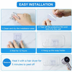 FEPTUASE Acrylic Soap Dish, 2 Pcs Clear Self Draining Soap Holder, No Drilling,