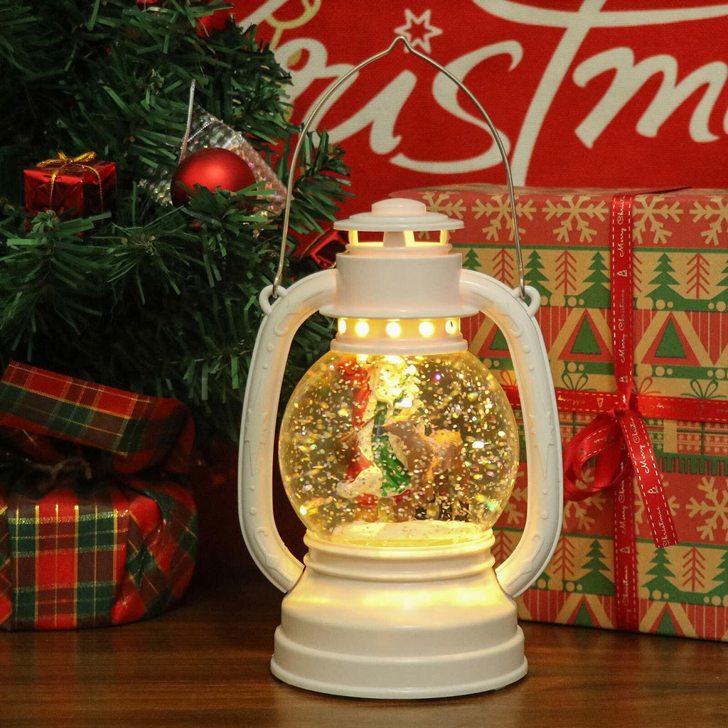 Eldnacele Christmas Snow Globe Lantern Spinning Water Glittering Santa Claus