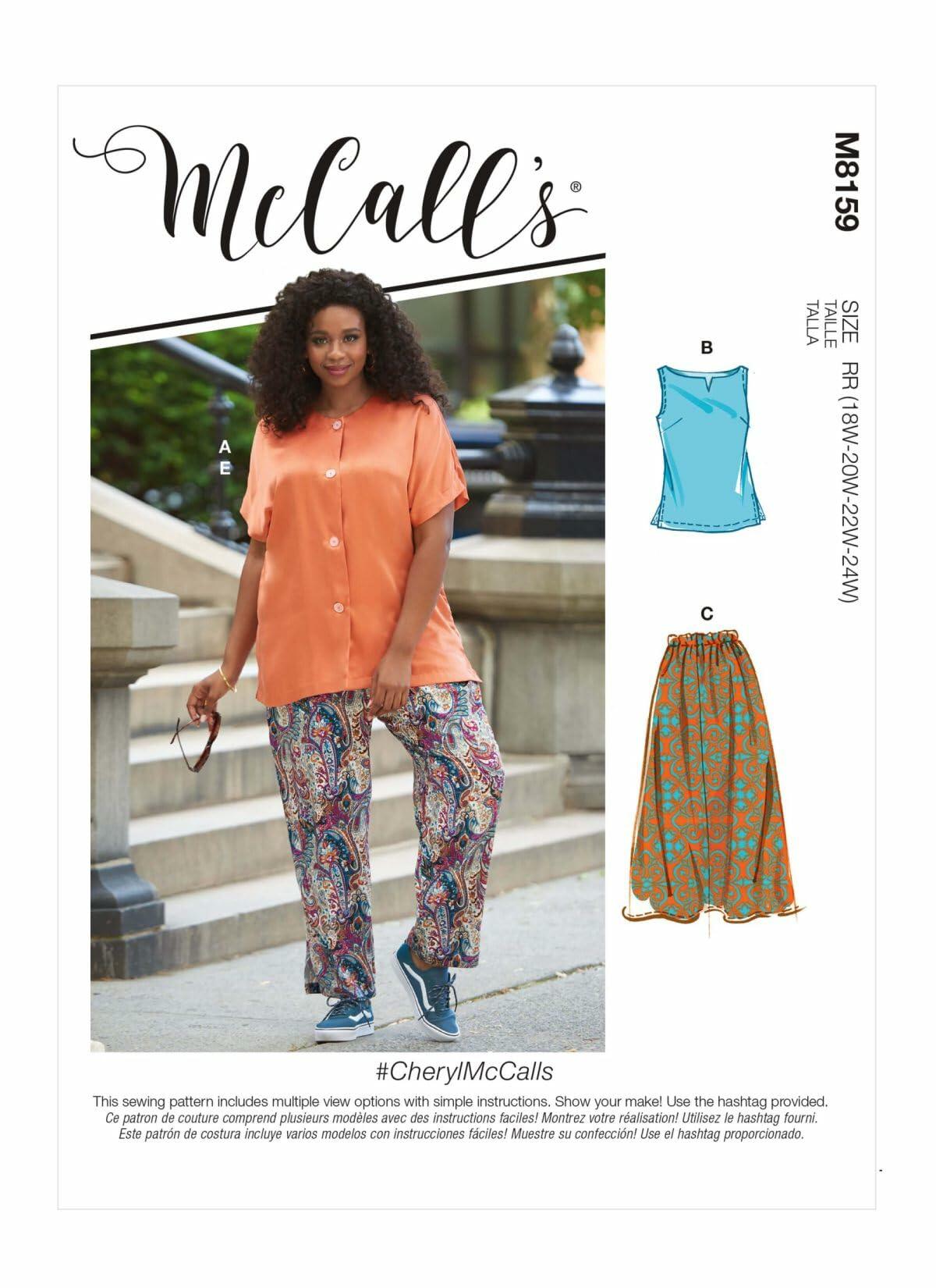 McCall's M8159RR Plus Size Sportswear, RR (18W-20W-22W-24W)