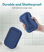 Quatish Solid Shampoo Bar Holder, Large Leakproof Travel Soap Case, Silicone