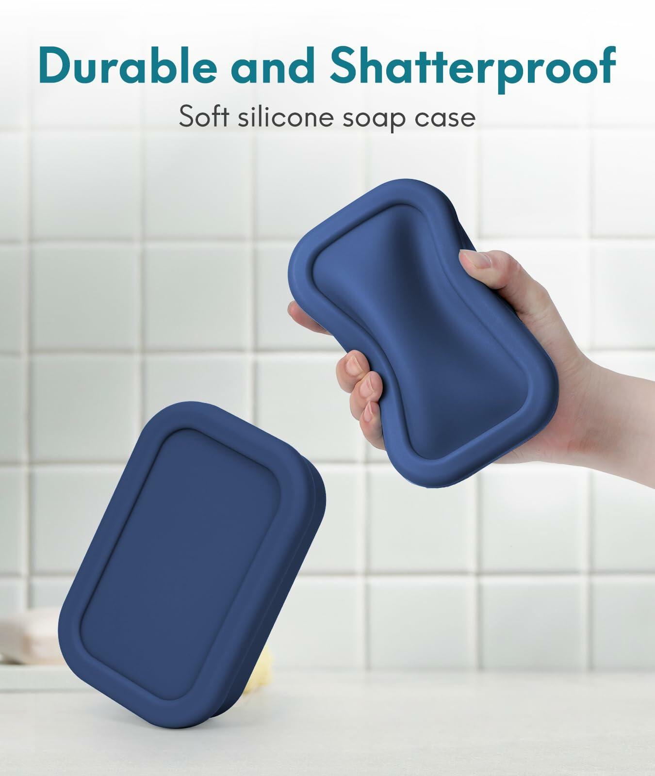 Quatish Solid Shampoo Bar Holder, Large Leakproof Travel Soap Case, Silicone
