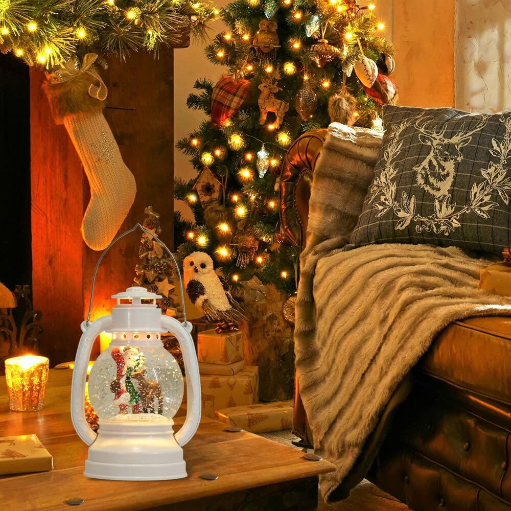 Eldnacele Christmas Snow Globe Lantern Spinning Water Glittering Santa Claus