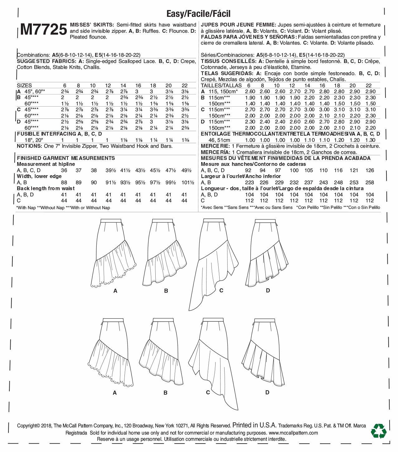 McCall Patterns Skirts Sewing Pattern