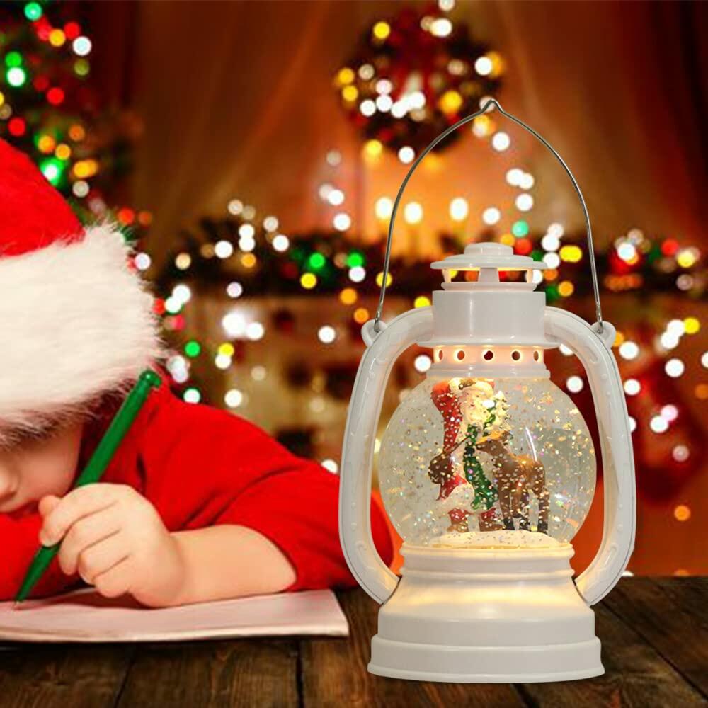 Eldnacele Christmas Snow Globe Lantern Spinning Water Glittering Santa Claus