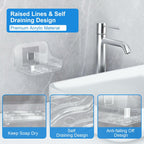 FEPTUASE Acrylic Soap Dish, 2 Pcs Clear Self Draining Soap Holder, No Drilling,