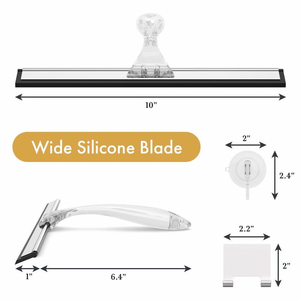 AmazerBath Shower Squeegee for Glass Doors, All-Purpose Squeegee with Suction