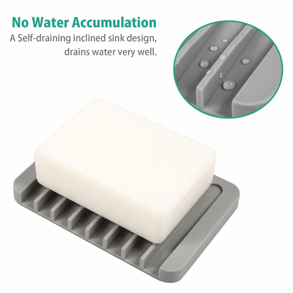 3PCS Self Draining Soap Holder, Premium Silicone Soap Dish, Soap Saver for