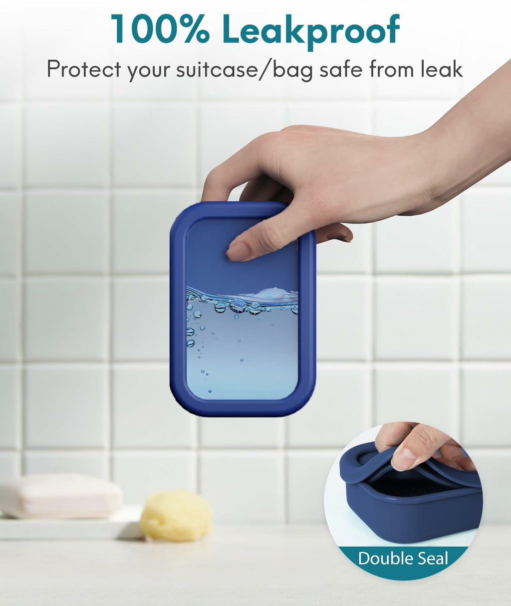 Quatish Solid Shampoo Bar Holder, Large Leakproof Travel Soap Case, Silicone