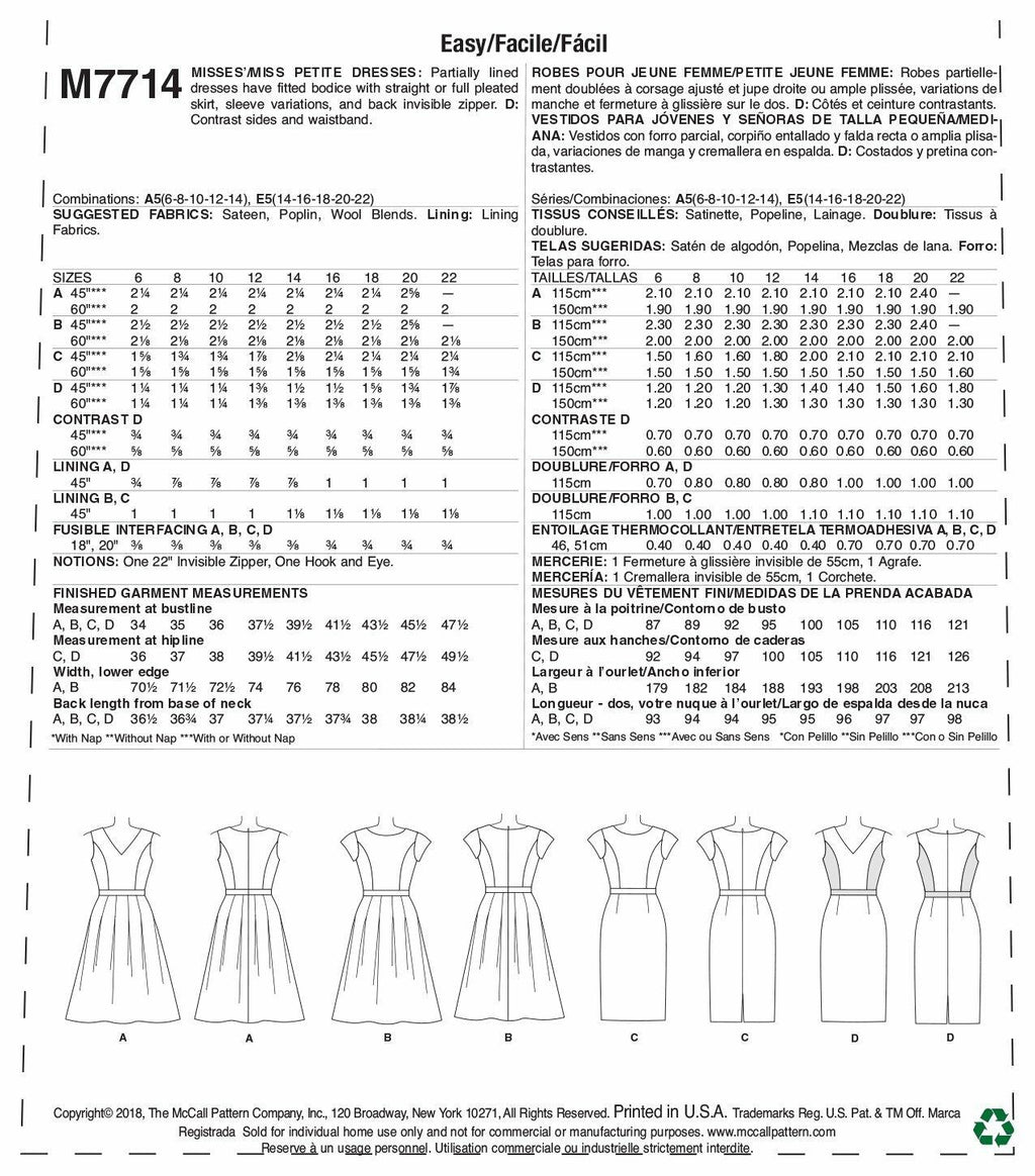 McCall Patterns Miss Petite Dresses