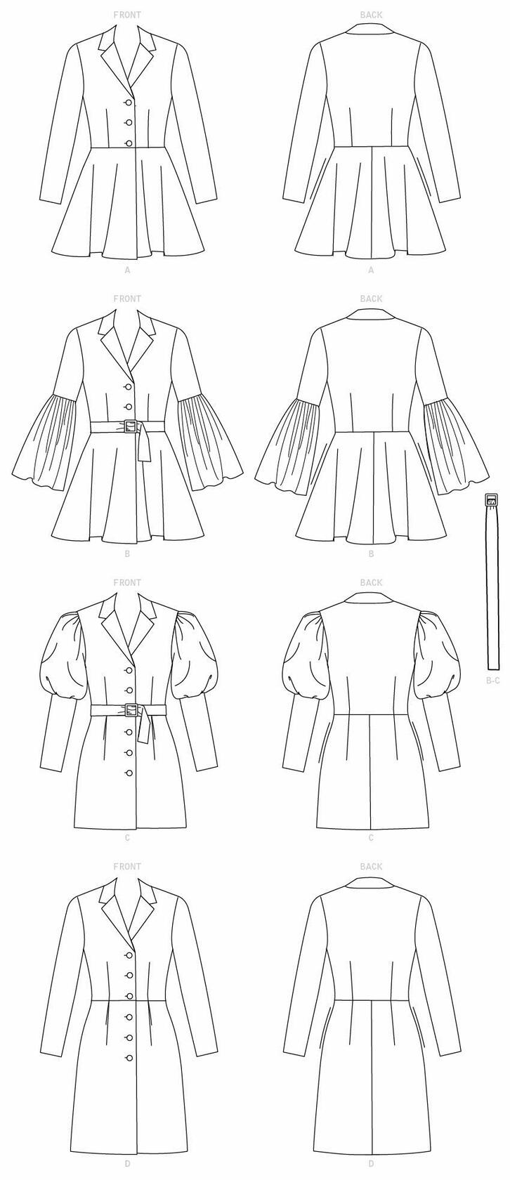 McCall's M7879E5 Women's Collared Fall Format Coat Sewing Patterns, Sizes 14-22