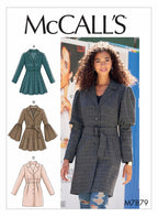 McCall's M7879E5 Women's Collared Fall Format Coat Sewing Patterns, Sizes 14-22