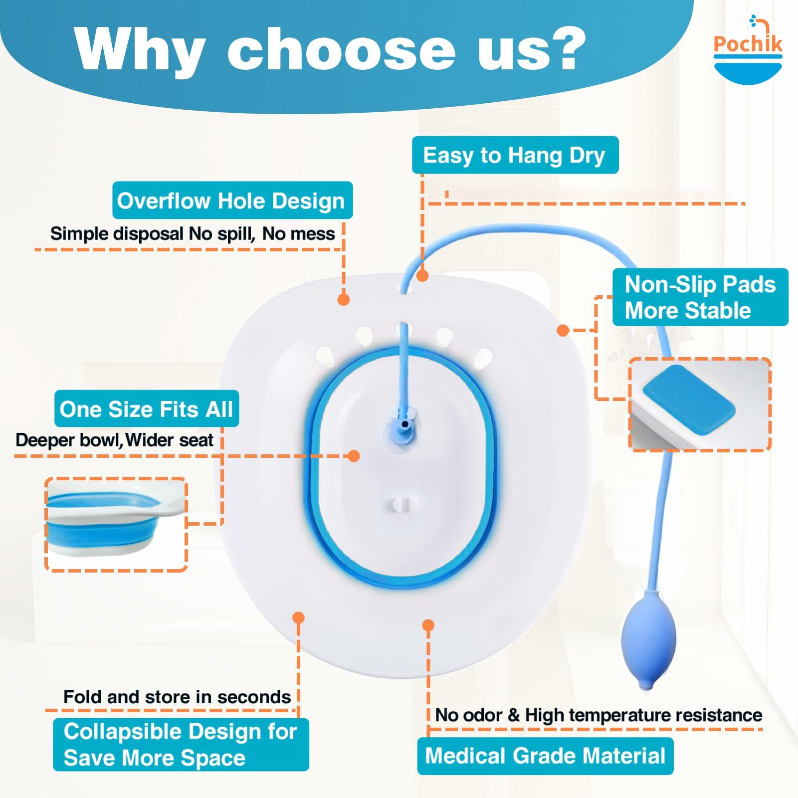 Pochik Sitz Bath for Toilet Seat Hemorrhoids and Postpartum Care, Yoni Steam