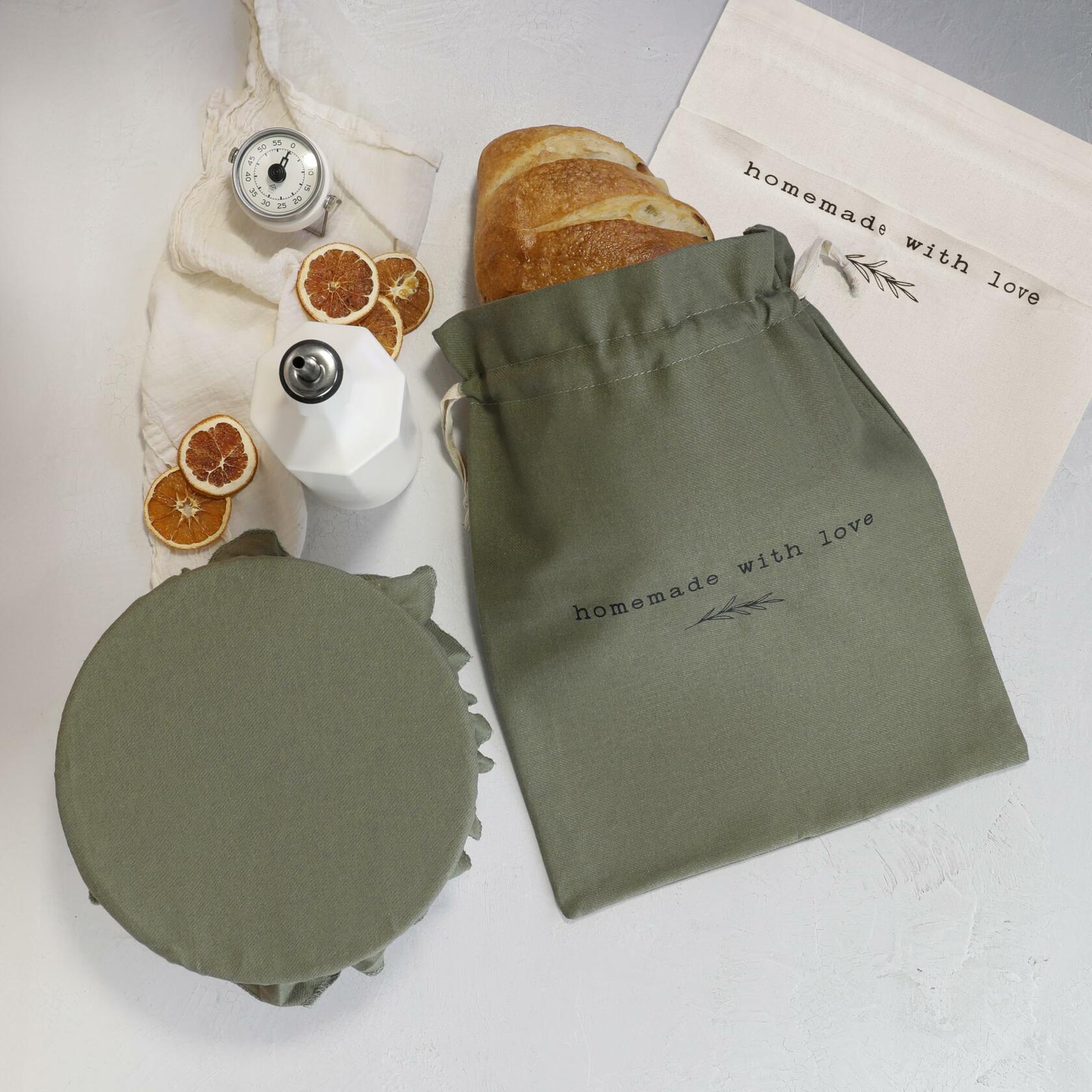 KIBAGA Beautiful Linen Bread Bag Set and Proofing Cover For Homemade Sourdough