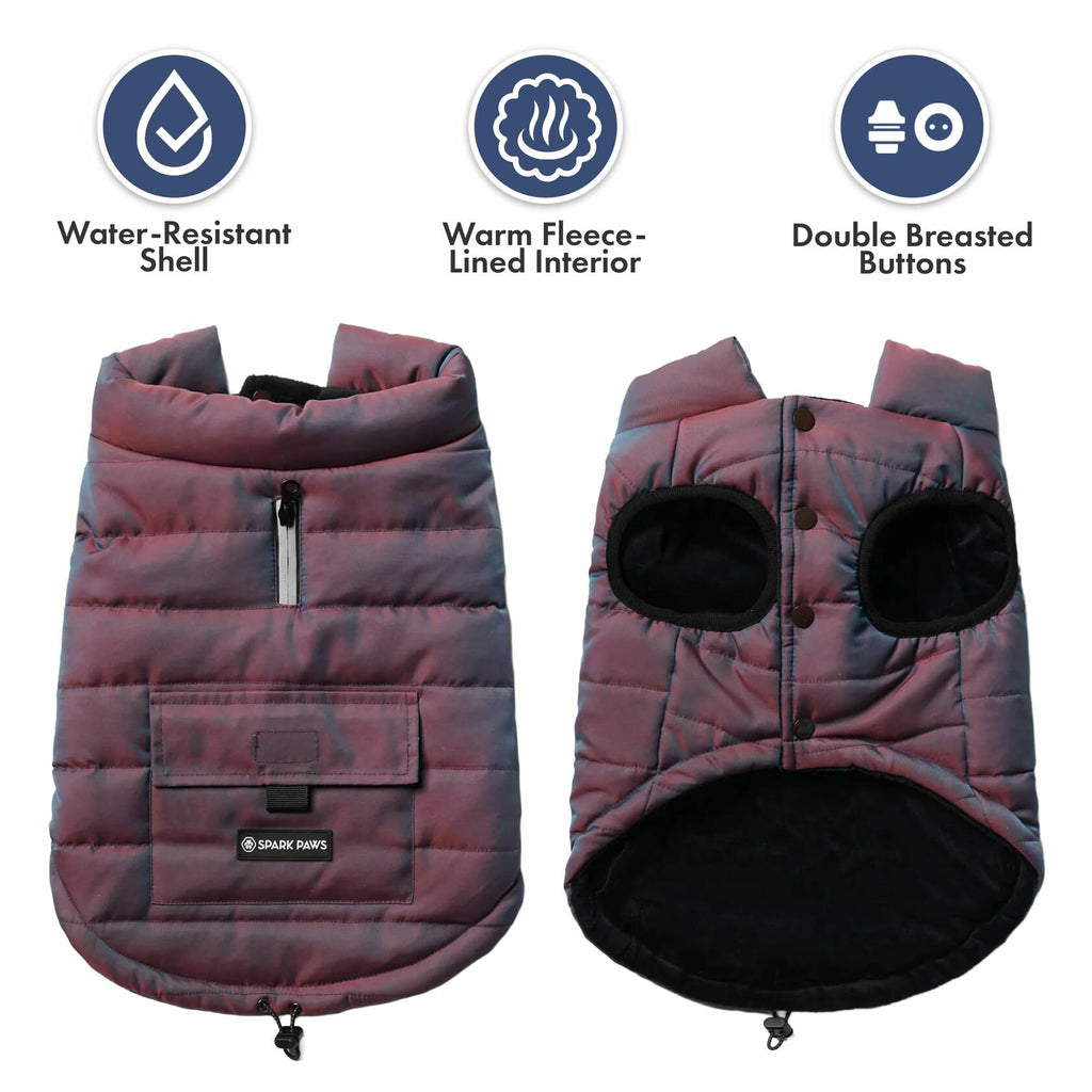 Spark Paws Dog Winter Jacket, Water-Resistant Coat, Warm Reflective Windproof
