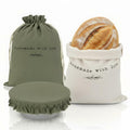 KIBAGA Beautiful Linen Bread Bag Set and Proofing Cover For Homemade Sourdough