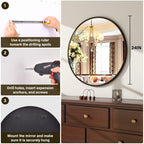 XRAMFY 24 Inch Round Mirror - Circle Mirrors for Bathroom, Entryway and Living