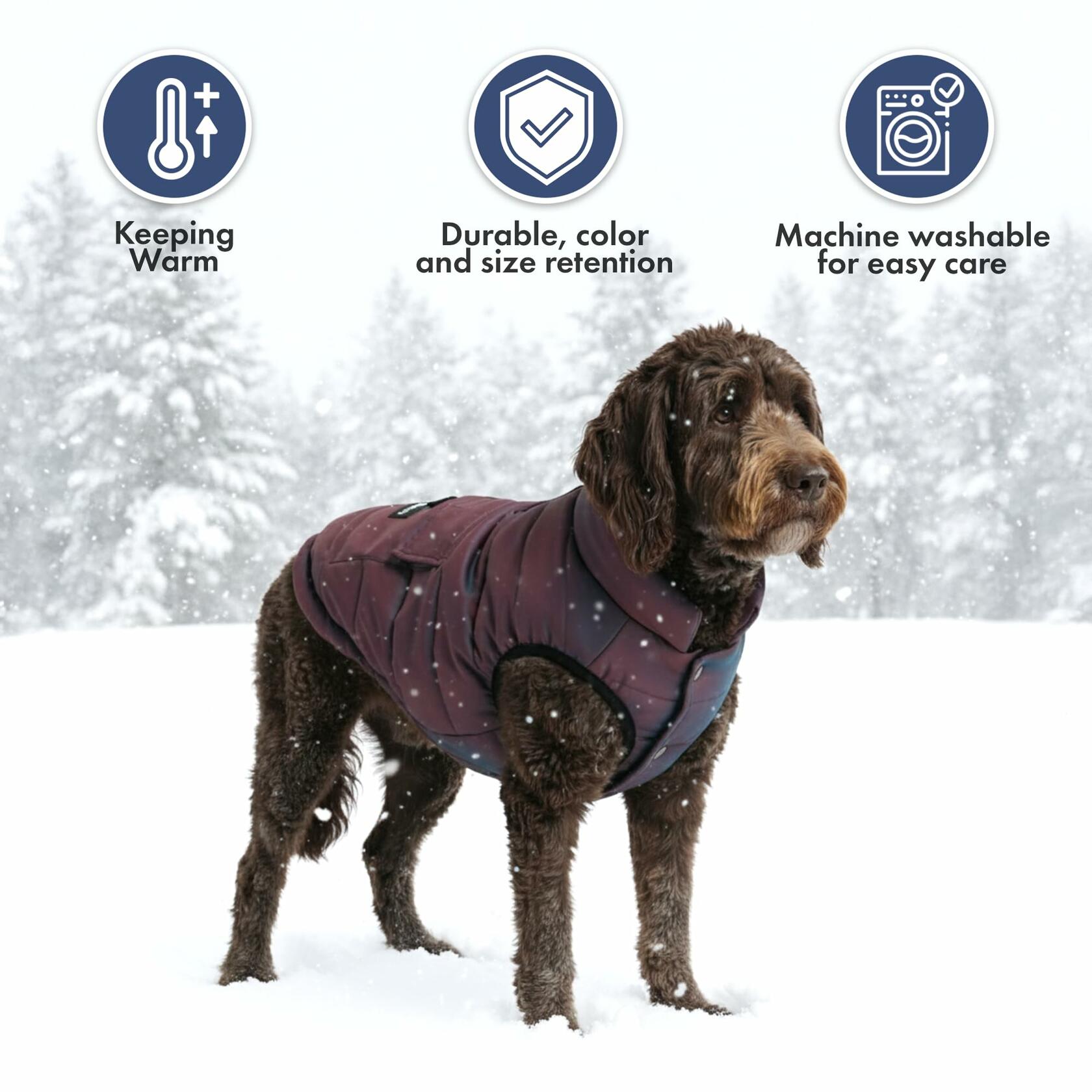 Spark Paws Dog Winter Jacket, Water-Resistant Coat, Warm Reflective Windproof