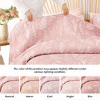 JANZAA Quilts Queen Size Pink Quilt Botanical with Floral Pattern Microfiber