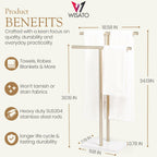 WISATO - Free Standing Towel Rack for Bathroom - Satin Gold Finish - Stand Alone