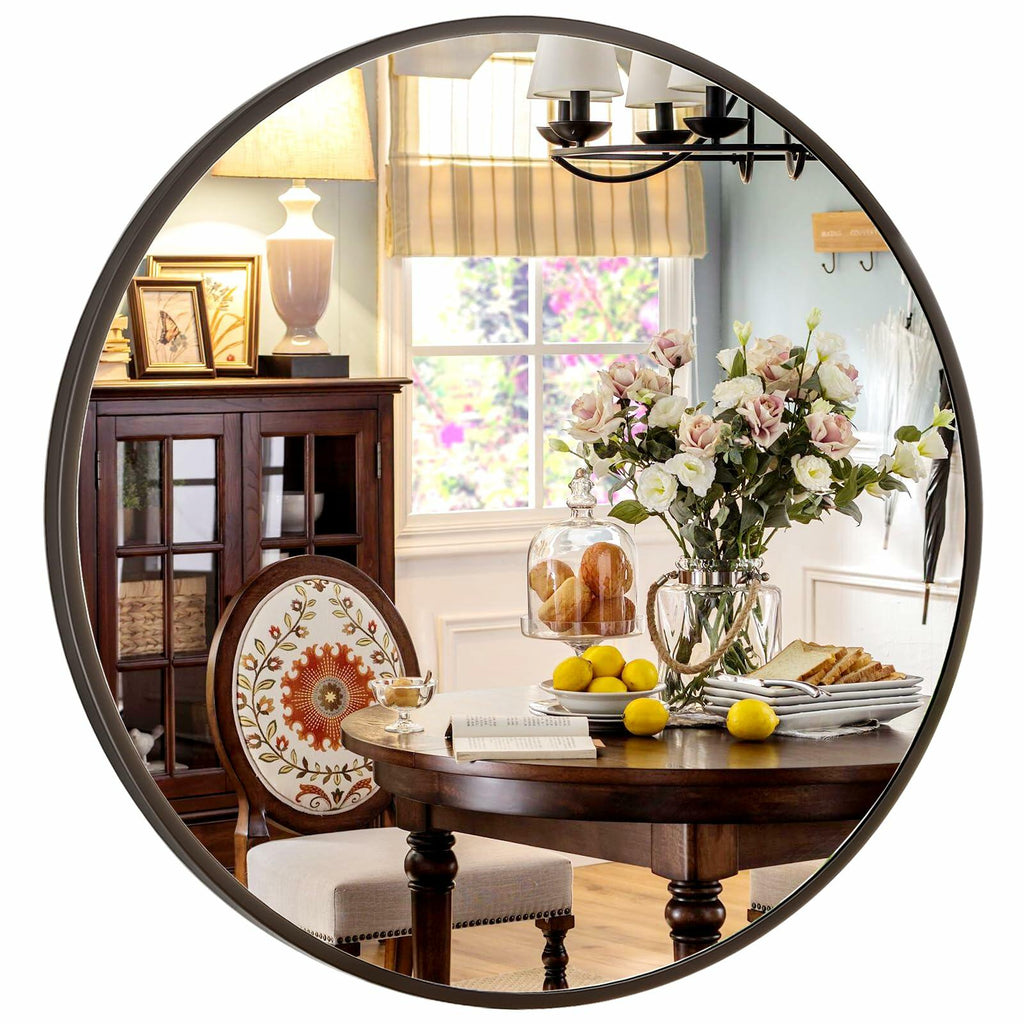 XRAMFY 24 Inch Round Mirror - Circle Mirrors for Bathroom, Entryway and Living