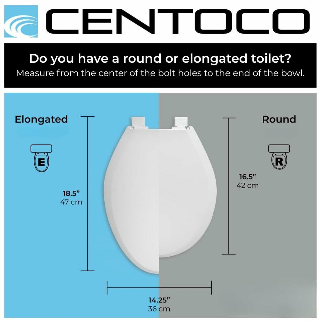 Centoco Elongated  White Toilet Seat, Closed Front with Cover, Residential,