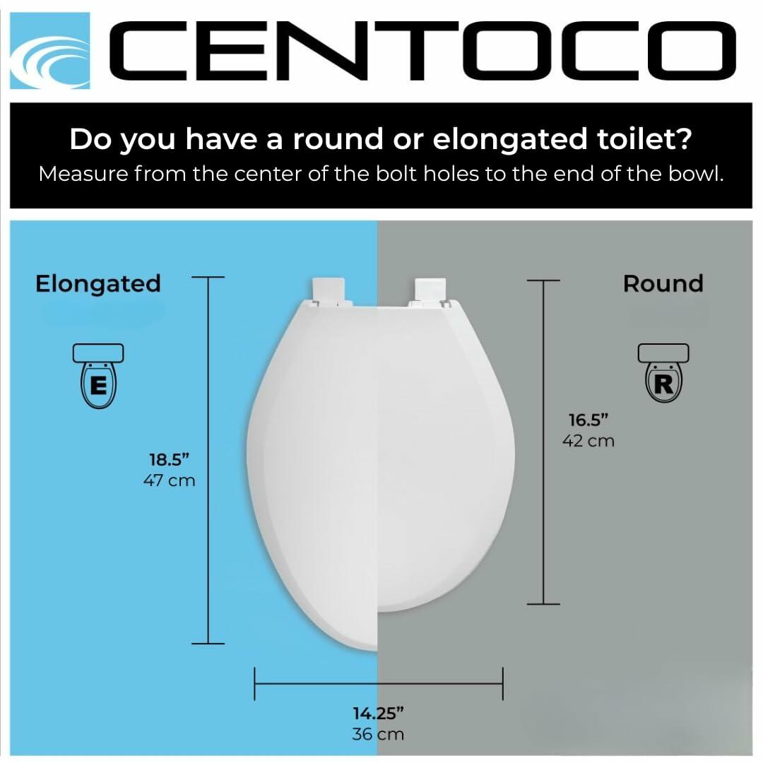 Centoco Elongated  White Toilet Seat, Closed Front with Cover, Residential,