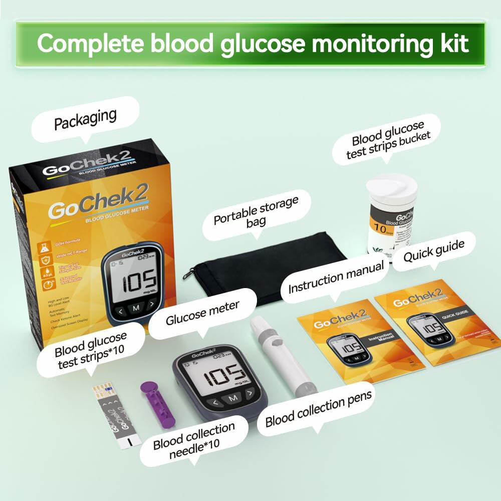 MicroTech Glucometer Kit 10 Strips & Lancets, No Coding, 500 Storage, Wider HCT