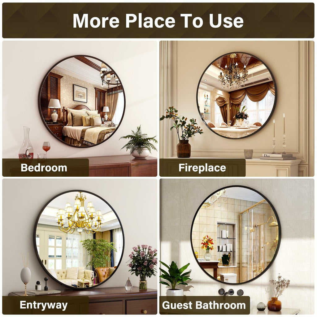XRAMFY 24 Inch Round Mirror - Circle Mirrors for Bathroom, Entryway and Living
