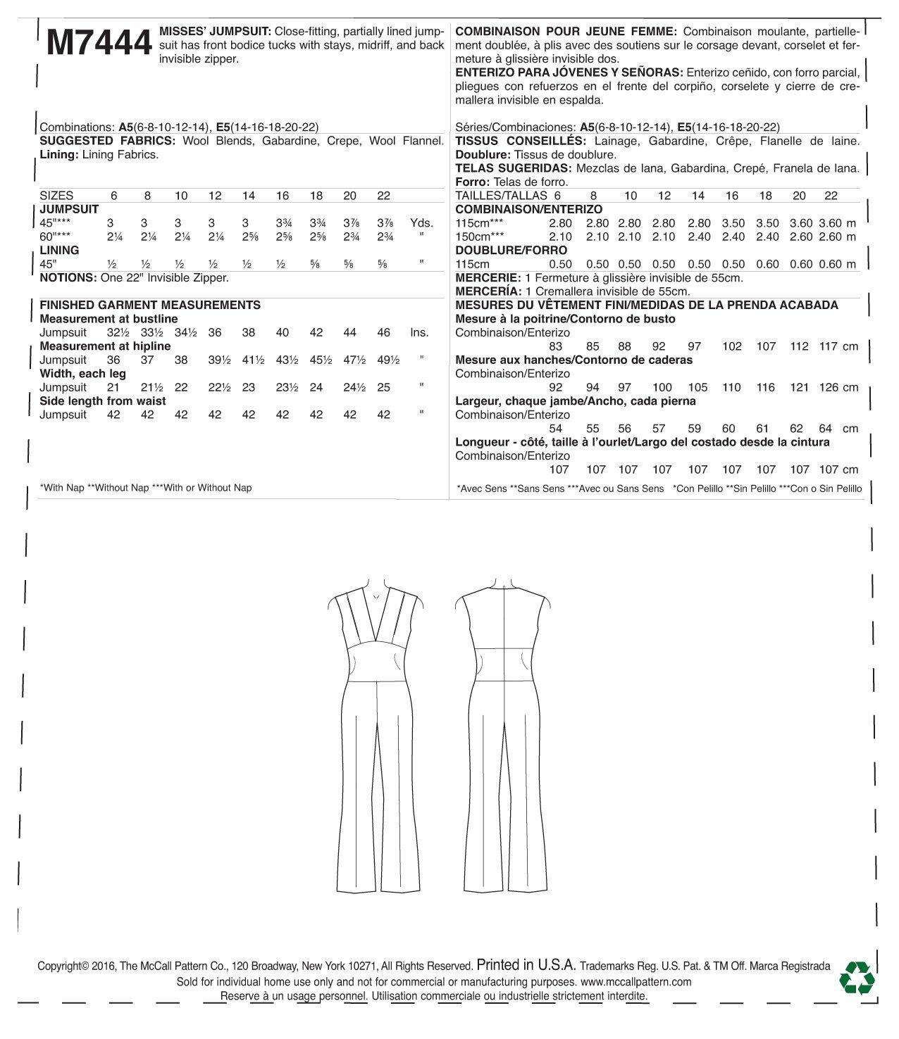 McCall's Misses' Deep-V Jumpsuit, 14-16-18-20-22
