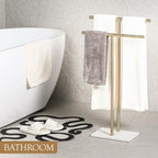 WISATO - Free Standing Towel Rack for Bathroom - Satin Gold Finish - Stand Alone