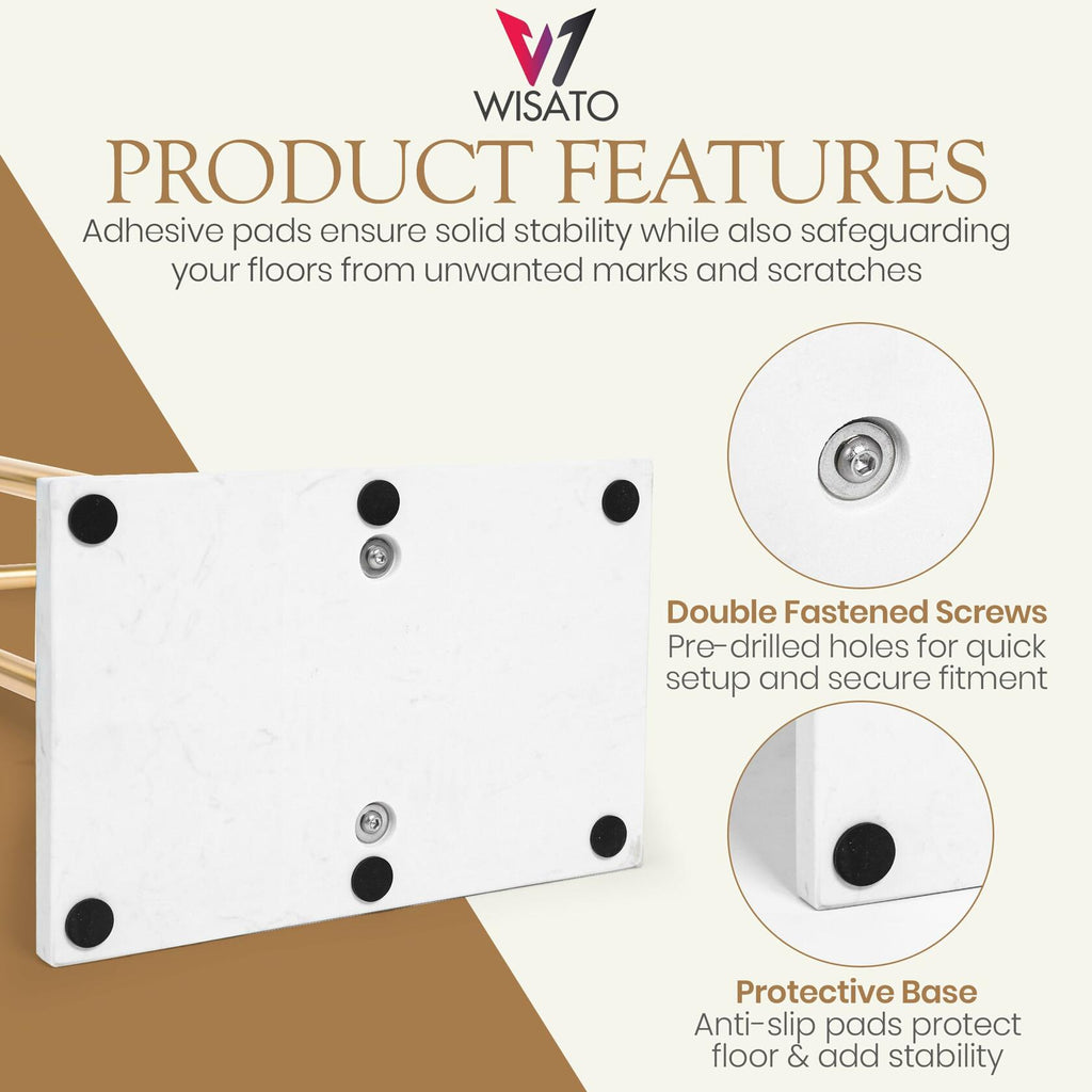 WISATO - Free Standing Towel Rack for Bathroom - Satin Gold Finish - Stand Alone