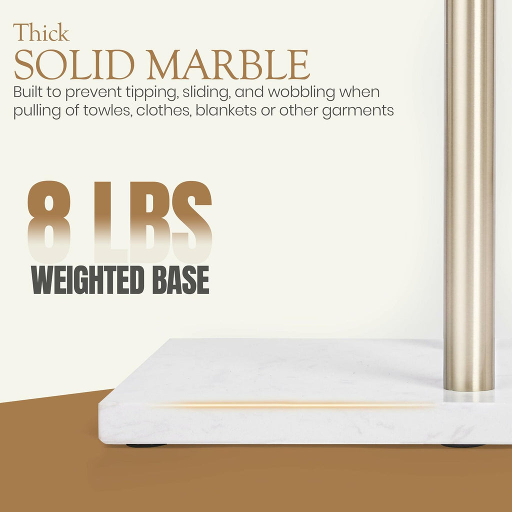 WISATO - Free Standing Towel Rack for Bathroom - Satin Gold Finish - Stand Alone