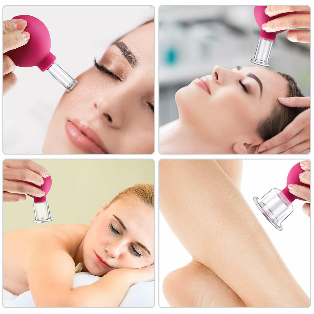 CFHBF 4 Size Facial Cupping Therapy Set Glass, Eye Face Vacuum Massage Anti