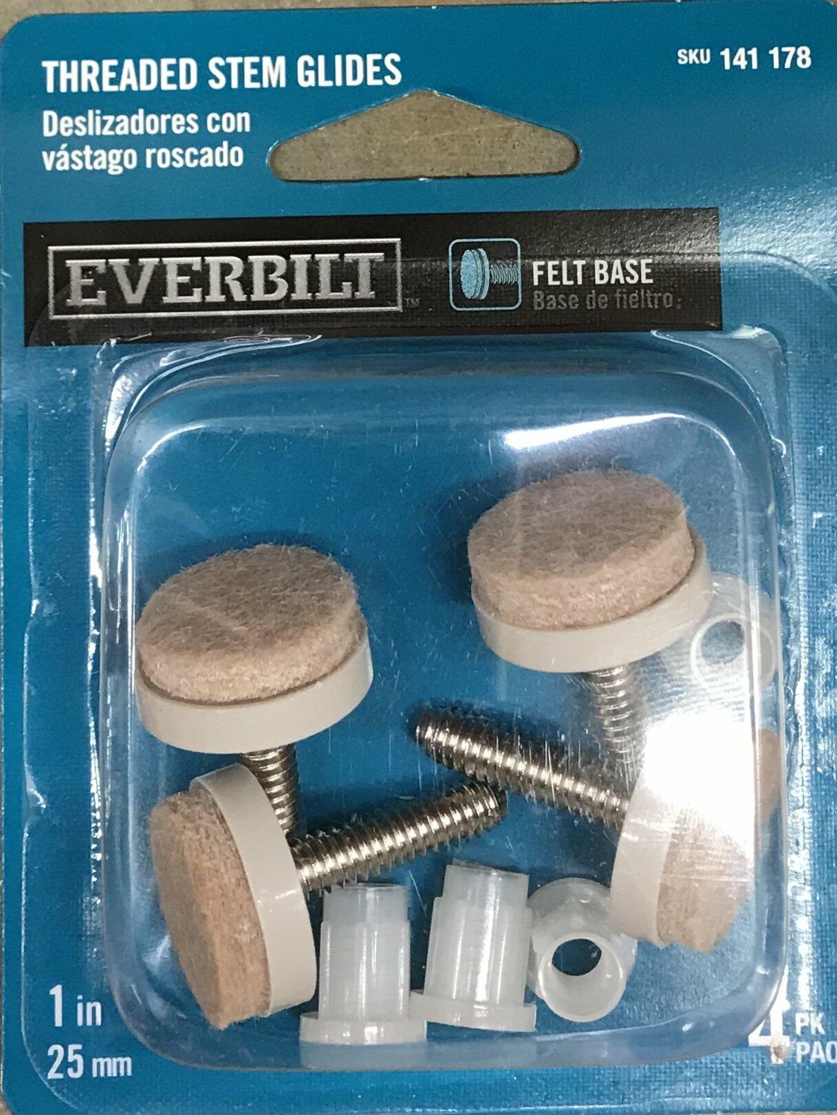 4 Pack Beige Round Felt Threaded 1 in. Stem Glides