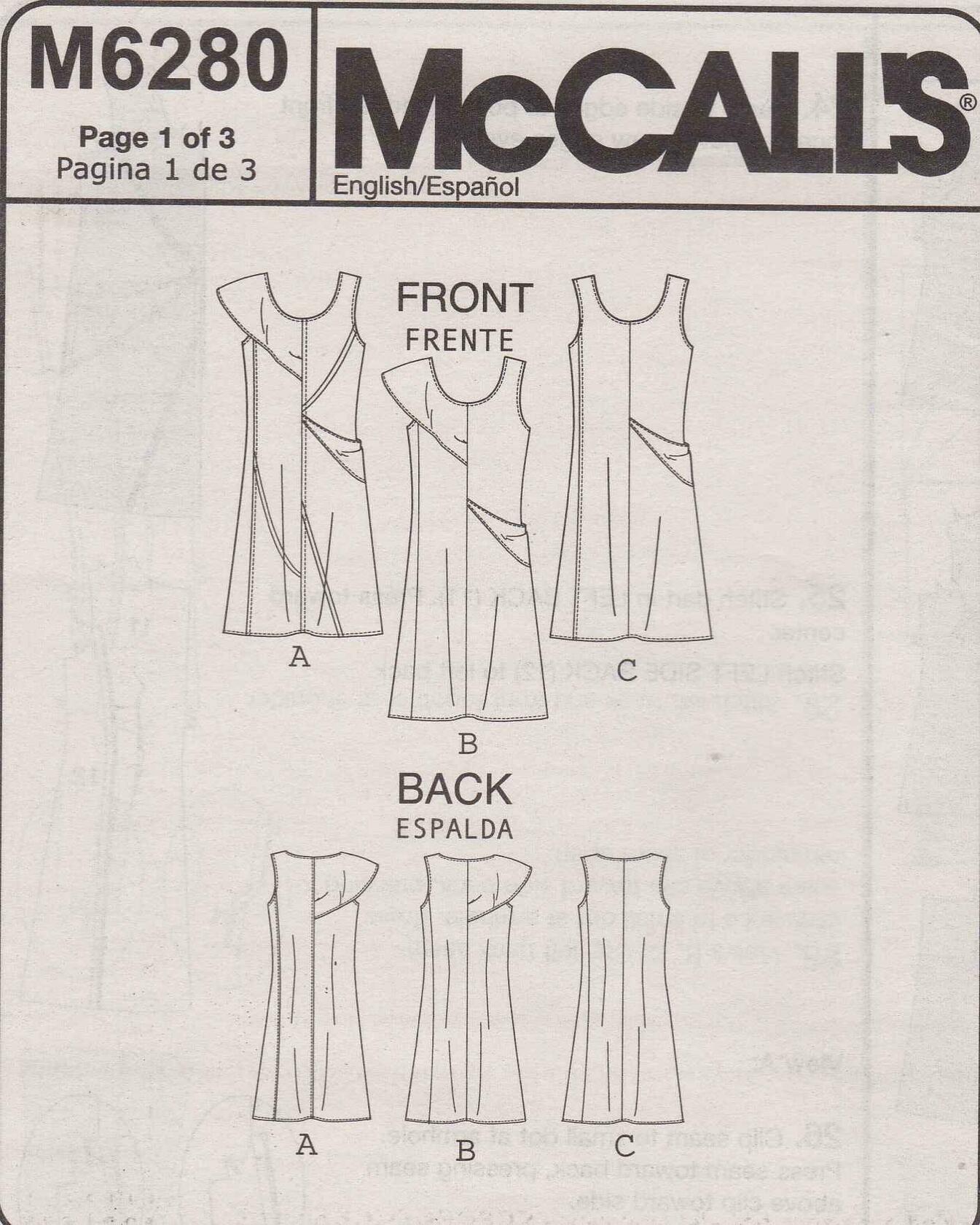 McCall's Patterns M6280 Misses' Dresses, Size FF (16-18-20-22)