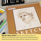 2 Pack U.S. Art Supply 9"x12" Top Spiral Bound Sketch Book, 100 Sheets Each,