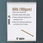 2 Pack U.S. Art Supply 9"x12" Top Spiral Bound Sketch Book, 100 Sheets Each,