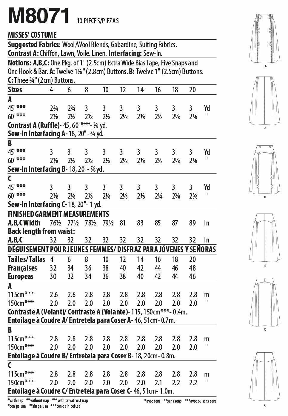 McCall Pattern 4-6-8-10-1, 4-6-8-10-12