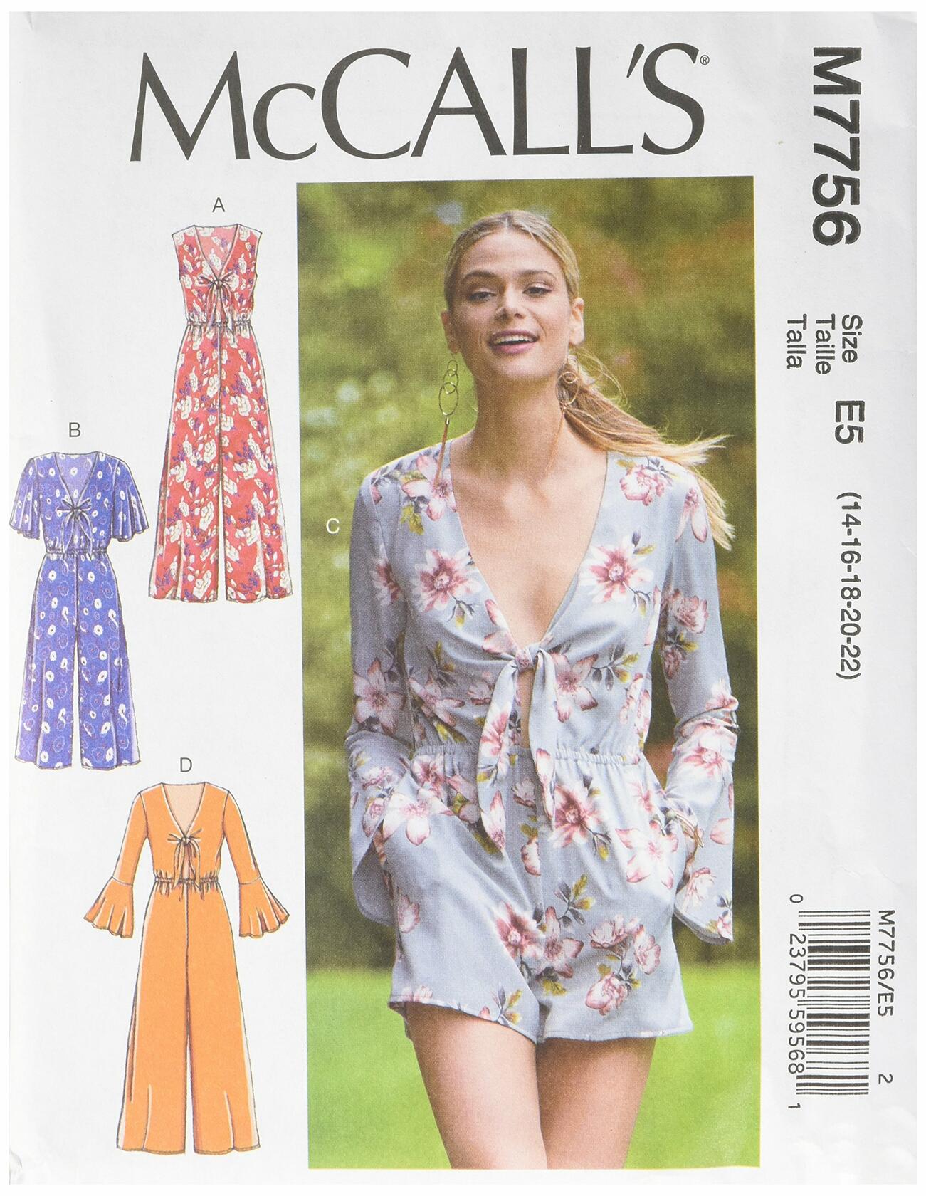 McCall's Patterns Misses' Jumpsuits and Romper, E5 (14-16-18-20-22)