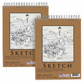 2 Pack U.S. Art Supply 9"x12" Top Spiral Bound Sketch Book, 100 Sheets Each,