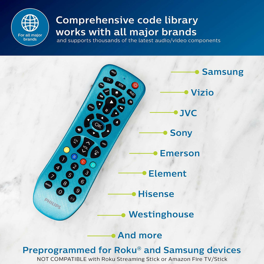 Philips Universal Remote Control Replacement for Samsung, Vizio, LG, Sony,