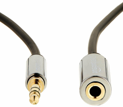Amazon Basics 3.5mm Aux Jack Audio Extension Cable 25 Foot Black Male to Female,