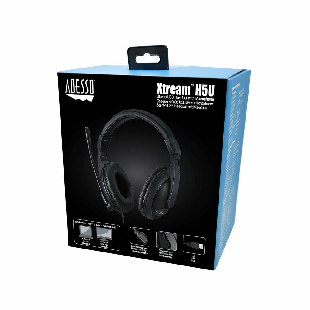 Adesso Xtream H5U Stereo USB Multimedia Headphone/Headset with Microphone