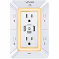Multi Plug Outlet Surge Protector YISHU 3 Sided Power Strip with 6 AC Outlet